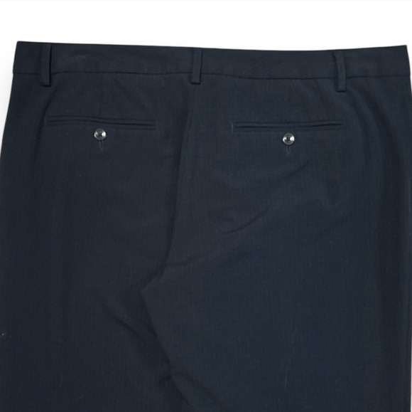 GAP Perfect Fit Navy Pinstripe Flat Front Trousers - Picture 5 of 9